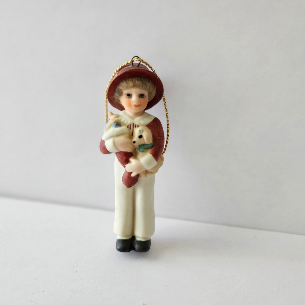 Vtg Jan Hagara CHRIS Porcelain Ornament 1984 Two Year‎ Edition Holiday Christmas